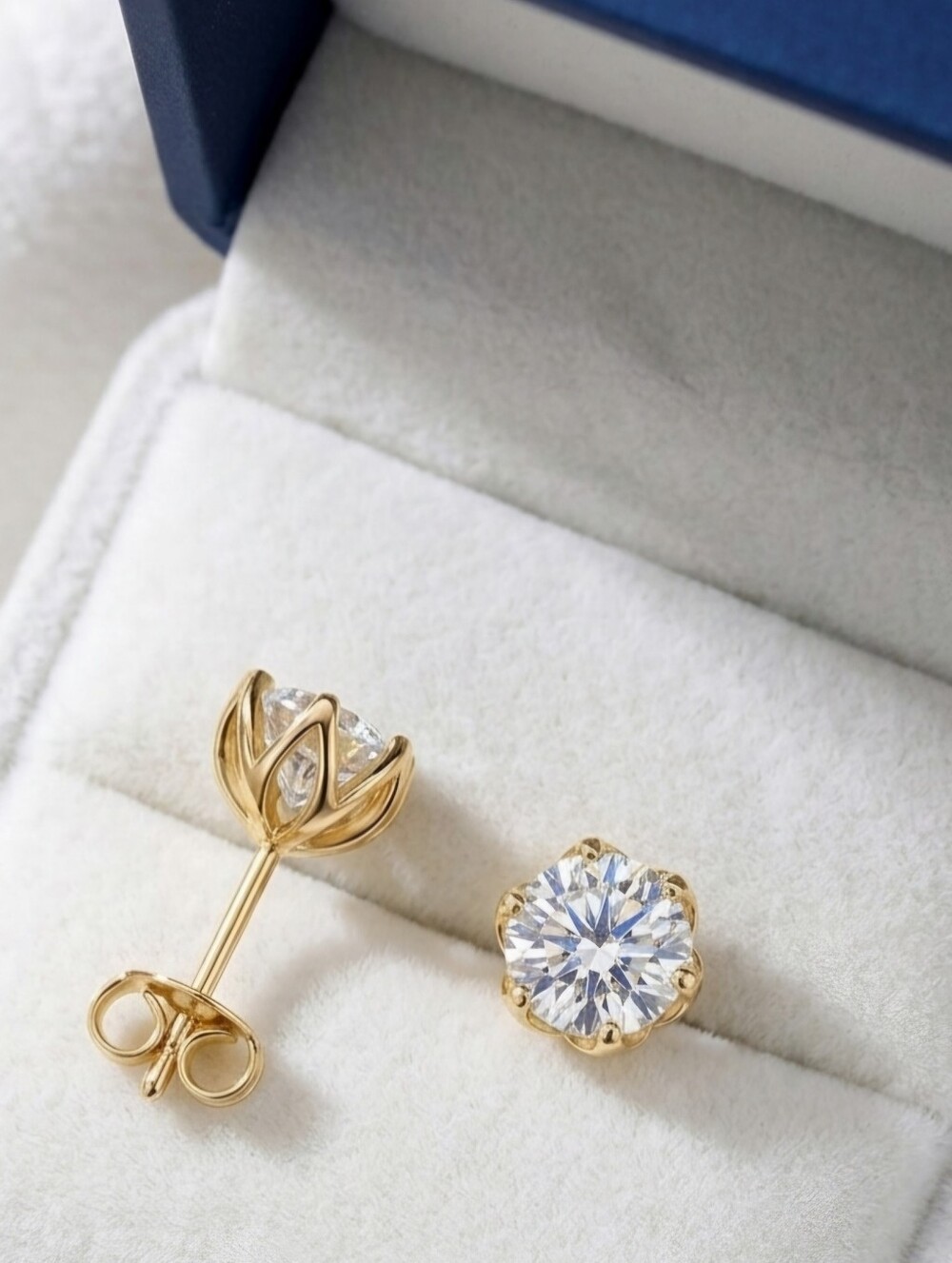 Moissanite 2 CTW Floral Solitaire Stud Earrings